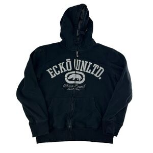 Vintage Ecko Untld Hoodie Men’s‎ Small Black Full Zip Up Y2K 2000s Grunge Skater